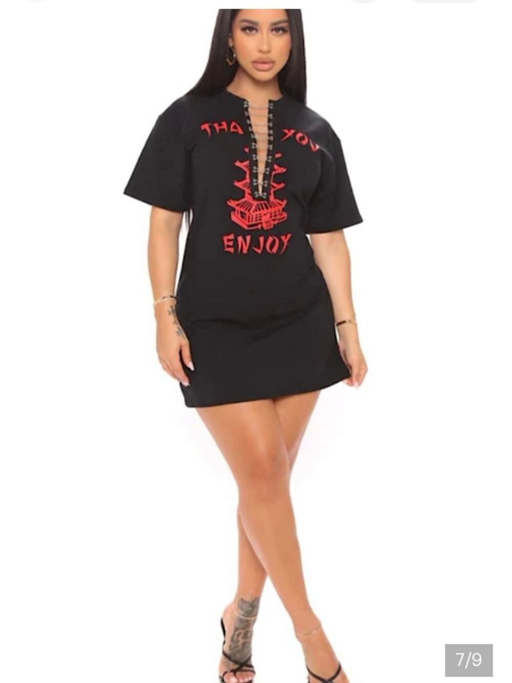 Fashion Nova Black Mini Dress with Red Graphic